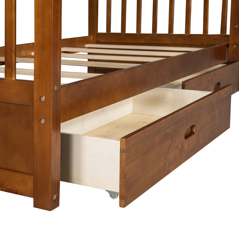 Harriet Bee Dossiv Kids Bunk Bed with Drawers Wayfair